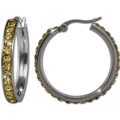 Amello Creole 30mm Edelstahl Zirkonias bernstein Ohrring ESOS04Y