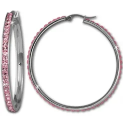 Amello Creole 50mm Edelstahl Zirkonias rosa Ohrring ESOS05A