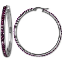 Amello Creole 50mm Edelstahl Zirkonias flieder Ohrring ESOS05F
