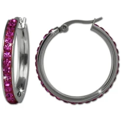 Amello Creole 30mm Edelstahl Zirkonias fuchsia Ohrring ESOS04P