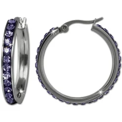Amello Creole 30mm Edelstahl Zirkonias lila Ohrring ESOS04V