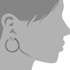 Amello Creole 30mm Edelstahl Zirkonias blau Damen Ohrring ESOS04B