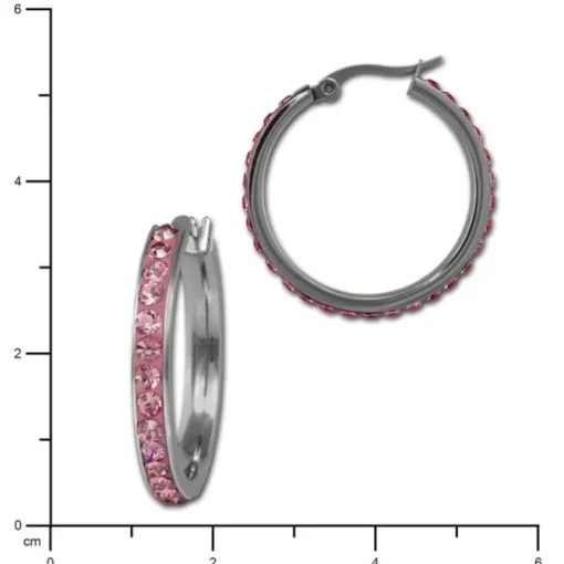 Amello Creole 30mm Edelstahl Zirkonias rosa Ohrring ESOS04A