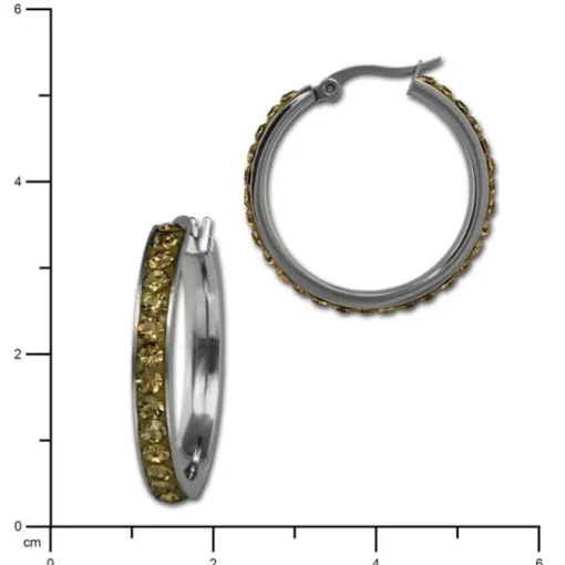 Amello Creole 30mm Edelstahl Zirkonias bernstein Ohrring ESOS04Y