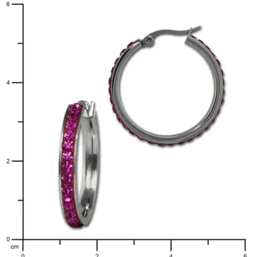 Amello Creole 30mm Edelstahl Zirkonias fuchsia Ohrring ESOS04P