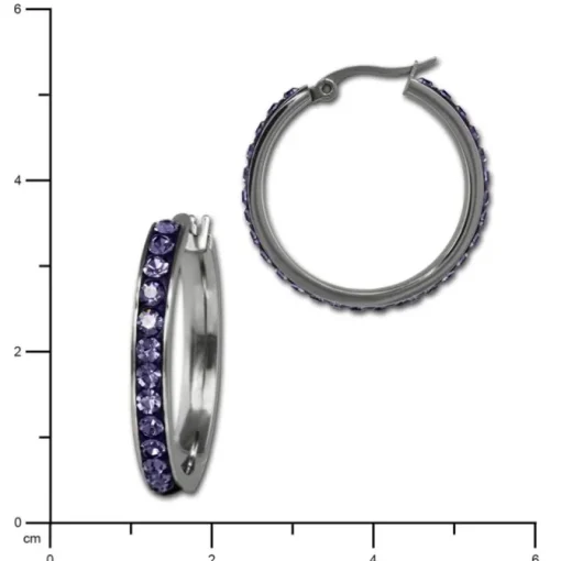 Amello Creole 30mm Edelstahl Zirkonias lila Ohrring ESOS04V