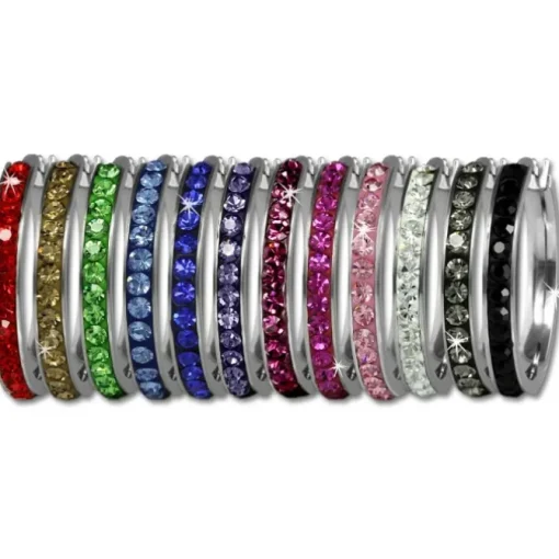 Amello Creole 30mm Edelstahl Zirkonias rosa Ohrring ESOS04A