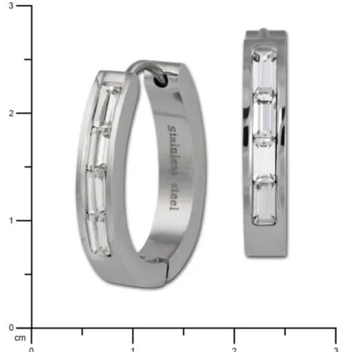 Amello Creole Oval Edelstahl Zirkonia weiß Damen Ohrring ESOS08W