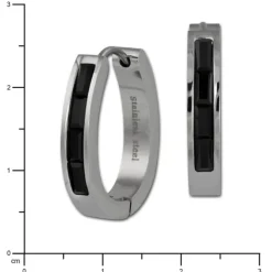 Amello Creole Oval Edelstahl Zirkonia schwarz Damen Ohrring ESOS08S