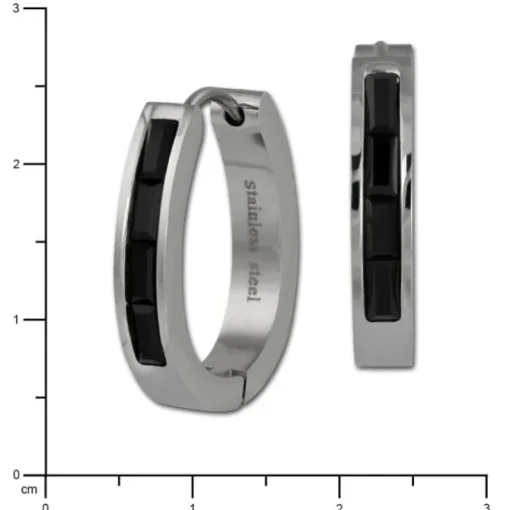 Amello Creole Oval Edelstahl Zirkonia schwarz Damen Ohrring ESOS08S