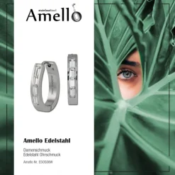 Amello Creole Oval Edelstahl Zirkonia weiß Damen Ohrring ESOS08W