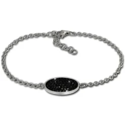 Amello Edelstahl Armband Oval 18cm schwarz Damen Stahlschmuck ESAS01S