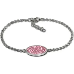 Amello Edelstahl Armband Oval 18cm rosa Damen Stahlschmuck ESAS01A