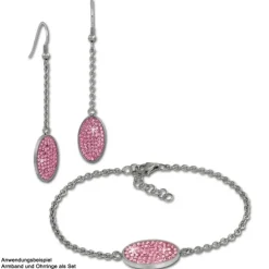 Amello Edelstahl Armband Oval 18cm rosa Damen Stahlschmuck ESAS01A