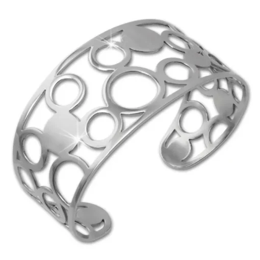 Amello Edelstahl Armspange Kreise Damen Armreif Stahlschmuck ESAS52J
