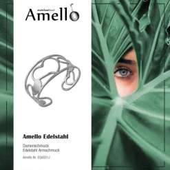 Amello Edelstahl Armspange Herzen Damen Armreif Stahlschmuck ESAS51J