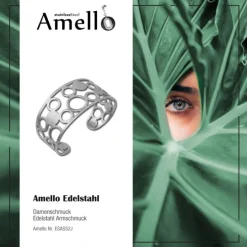 Amello Edelstahl Armspange Kreise Damen Armreif Stahlschmuck ESAS52J
