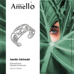 Amello Edelstahl Armspange Schmetterling Damen Armreif Stahlschmuck ESAS50J