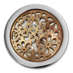 Amello Edelstahl Coin Blumen rose 25mm für Coinsfassung Stahlschmuck ESC631E