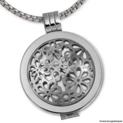 Amello Edelstahl Coin Blumen 25mm für Coinsfassung Edelstahlschmuck ESC631J