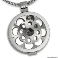 Amello Edelstahl Coin Blume klingend für Coinsfassung Stahlschmuck ESC527J