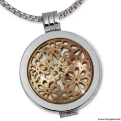 Amello Edelstahl Coin Blumen rose 25mm für Coinsfassung Stahlschmuck ESC631E