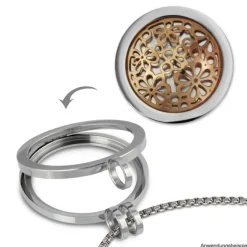 Amello Edelstahl Coin Blumen rose 25mm für Coinsfassung Stahlschmuck ESC631E