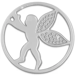Amello Edelstahl Coin Engel silber für Coinsfassung Edelstahlschmuck ESC514J