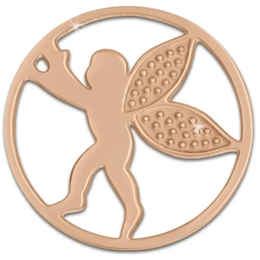 Amello Edelstahl Coin Engel rosegold für Coinsfassung Stahlschmuck ESC514E
