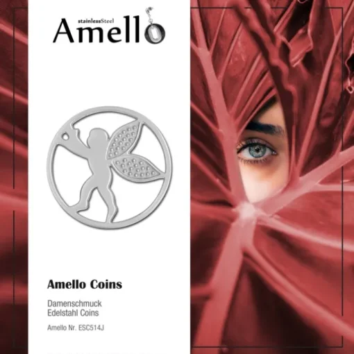 Amello Edelstahl Coin Engel silber für Coinsfassung Edelstahlschmuck ESC514J