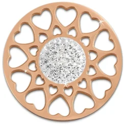 Amello Edelstahl Coin Herzblume rosegold Zirkonia weiß Stahlschmuck ESC519EW