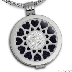 Amello Edelstahl Coin Herzblume Silber Zirkonia weiß Stahlschmuck ESC519JW