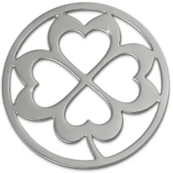 Amello Edelstahl Coin Kleeblatt silber für Coinsfassung Stahlschmuck ESC507J