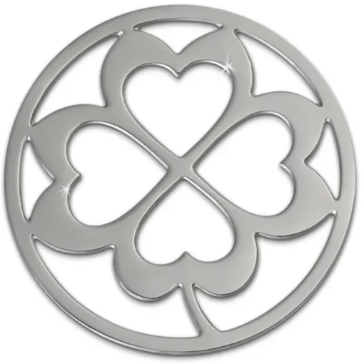 Amello Edelstahl Coin Kleeblatt silber für Coinsfassung Stahlschmuck ESC507J