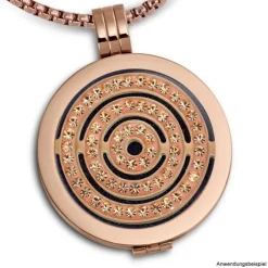 Amello Edelstahl Coin Kreise Zirkonia rose für Coinsfassung Schmuck ESC534EE