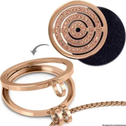 Amello Edelstahl Coin Kreise Zirkonia rose für Coinsfassung Schmuck ESC534EE