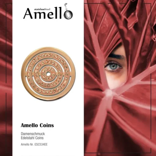 Amello Edelstahl Coin Kreise Zirkonia rose für Coinsfassung Schmuck ESC534EE