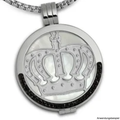 Amello Edelstahl Coin Krone silber für Coinsfassung Stahlschmuck ESC513J