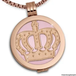 Amello Edelstahl Coin Krone rosegold für Coinsfassung Stahlschmuck ESC513E