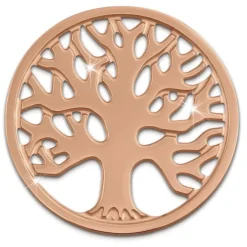 Amello Edelstahl Coin Lebensbaum rose für Coinsfassung Stahlschmuck ESC502E