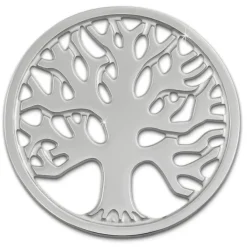 Amello Edelstahl Coin Lebensbaum silber für Coinsfassung Stahlschmuck ESC502J