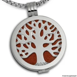 Amello Edelstahl Coin Lebensbaum silber für Coinsfassung Stahlschmuck ESC502J