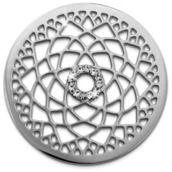 Amello Edelstahl Coin Lotusblume Silber Zirkonia weiß Stahlschmuck ESC532JW