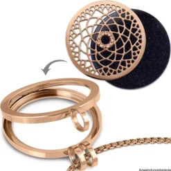 Amello Edelstahl Coin Lotusblume rosegold Zirkonia rose Stahlschmuck ESC532EW