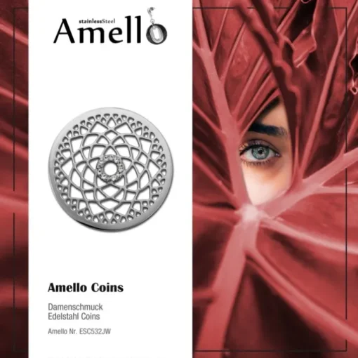 Amello Edelstahl Coin Lotusblume Silber Zirkonia weiß Stahlschmuck ESC532JW