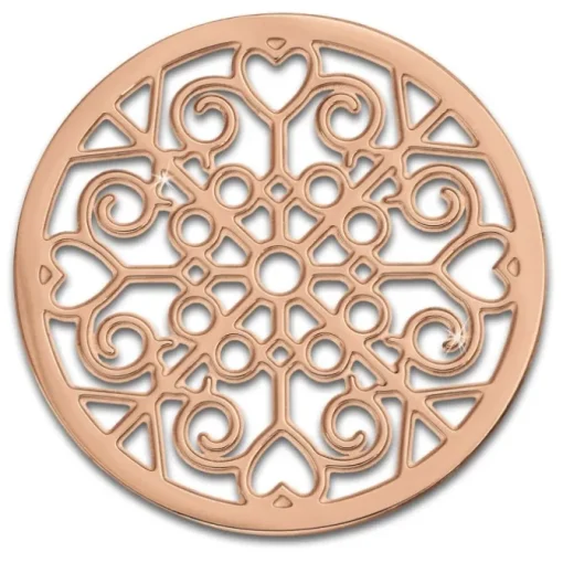 Amello Edelstahl Coin Muster rosegold für Coinsfassung Stahlschmuck ESC523E