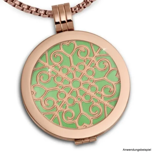 Amello Edelstahl Coin Muster rosegold für Coinsfassung Stahlschmuck ESC523E