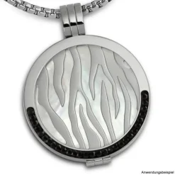 Amello Edelstahl Coin Muster silber für Coinsfassung Stahlschmuck ESC508J