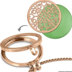 Amello Edelstahl Coin Muster rosegold für Coinsfassung Stahlschmuck ESC523E