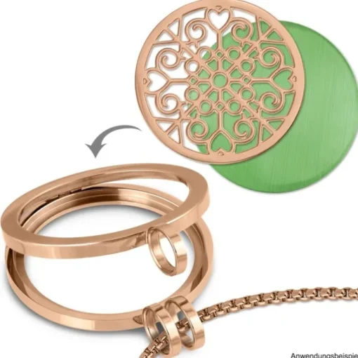 Amello Edelstahl Coin Muster rosegold für Coinsfassung Stahlschmuck ESC523E